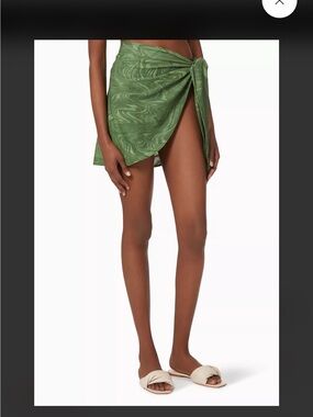 NWT Good American Green Marble-Print Tie-Waist Swim Sarong